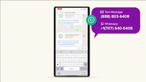Texting SALDO for Ganaz paycard balance.